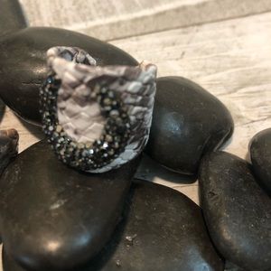 Real leather wrap around snake skin ring